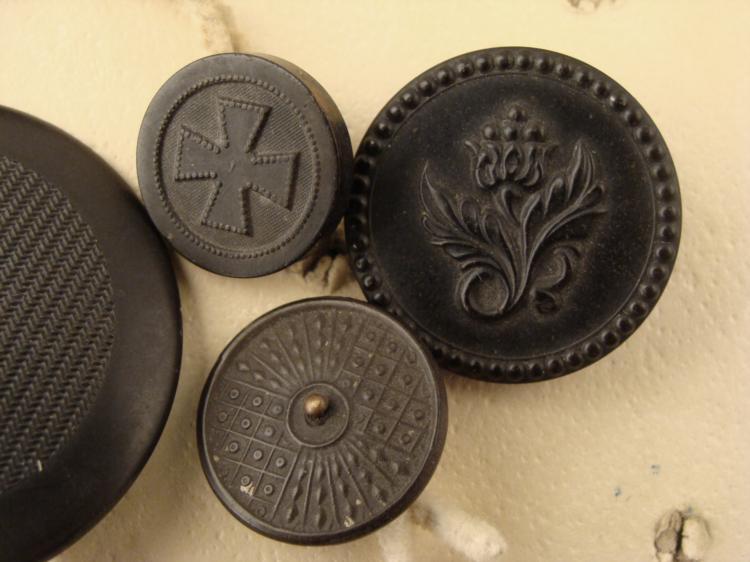 12 Goodyear Patent Novelty Rubber Buttons Antique 1851