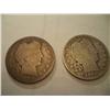 Image 1 : 2 Silver Barber Quarters, 1900 & 1904