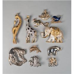 Grouping of (11) Animal Brooches