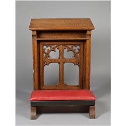 Antique Oak Kneeler with Cross