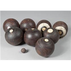 (8) Antique Wood & Ivory Bocce Balls