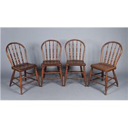 (4) Masonic Spindle Backed Pine Chairs