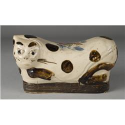 Chinese Cat Form Pottery Pillow