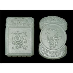 (2) Carved Chinese Jade Plaques
