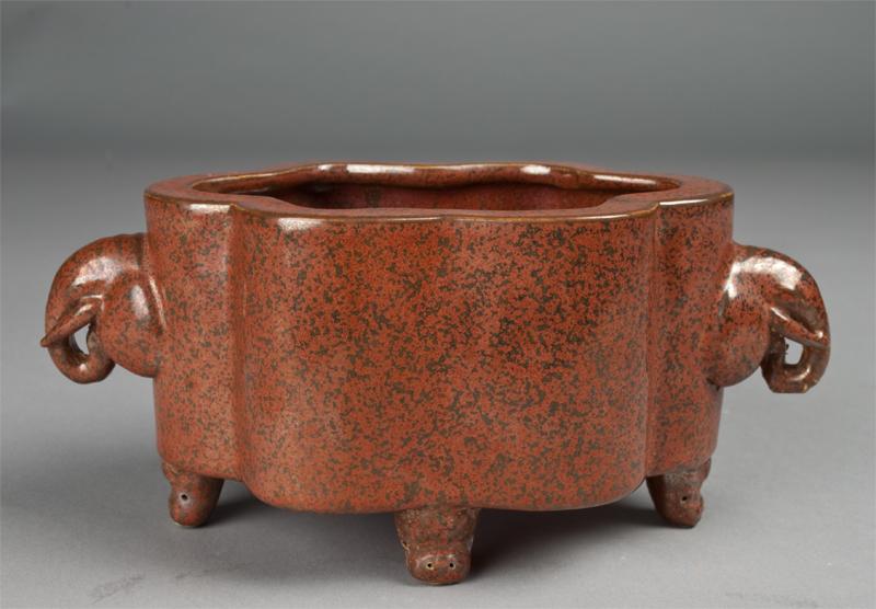 Chinese Rust Colored Porcelain Censor