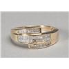 Image 1 : Three Row Diamond & 14K Gold Tapered Band Ring