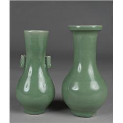 (2) Chinese Celadon Glazed Vases