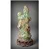 Image 4 : Chinese Carved Green Quartz Figure on Stand
