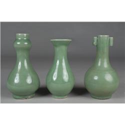 (3) Chinese Celadon Glaze Vases