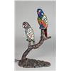 Image 1 : A Very Fine Bronze & Leaded Glass Parrot Lamp