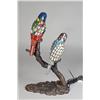 Image 2 : A Very Fine Bronze & Leaded Glass Parrot Lamp