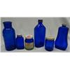 Image 1 : 5 Vintage Cobalt Blue Glass Bottles