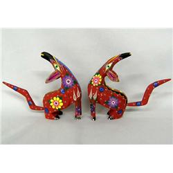 2 Red Oaxacan Howling Coyotes by Roberta Angeles