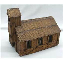 Folk Art Church Constructed Of Matchsticks
