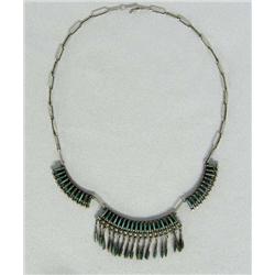 Native American Zuni Needlepoint Necklace with Hand Made Chain
