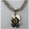 Image 2 : Native American Navajo Agate And Silver Leaf Pendant