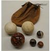Image 2 : 6 Antique Marbles & Leather Sack