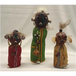 3 Wooden Mudhead Kachinas