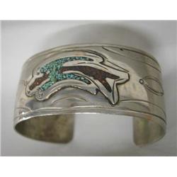 Native American Navajo Chip Inlay Peyote Bird Bracelet