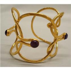 High Fashion Gold Overlay Bracelet With Amethysts