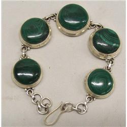 Malachite Silver Link Bracelet