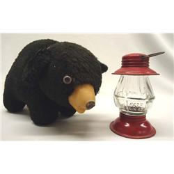 Vintage Black Straw Bear & Penny Candy Lantern