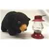 Vintage Black Straw Bear & Penny Candy Lantern