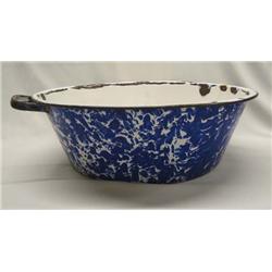 Antique Blue & White Swirl Graniteware Dishpan