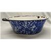 Antique Blue & White Swirl Graniteware Dishpan
