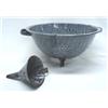 Image 1 : Antique Speckled Graniteware Colander & Funnel