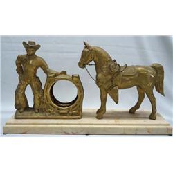 Brass Cowboy Mantle Clock Housing