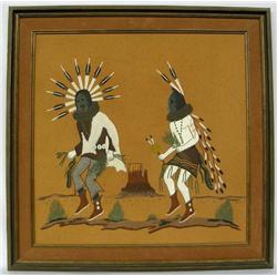 Native American Navajo Sand Painting Signed Alfred Watchman Sr.