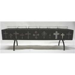 Candle Holder Tray w/Cross Designs for 6 Votives