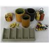 Image 1 : 3 Leather Dice Cups, 2 Mini Poker Chips Sets, Plus