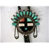 Image 2 : Native American 1940 Zuni Sunface Bolo Stone to Stone Inlay