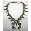Image 1 : Native American Navajo Squash Blossom Necklace Natural Turquoise