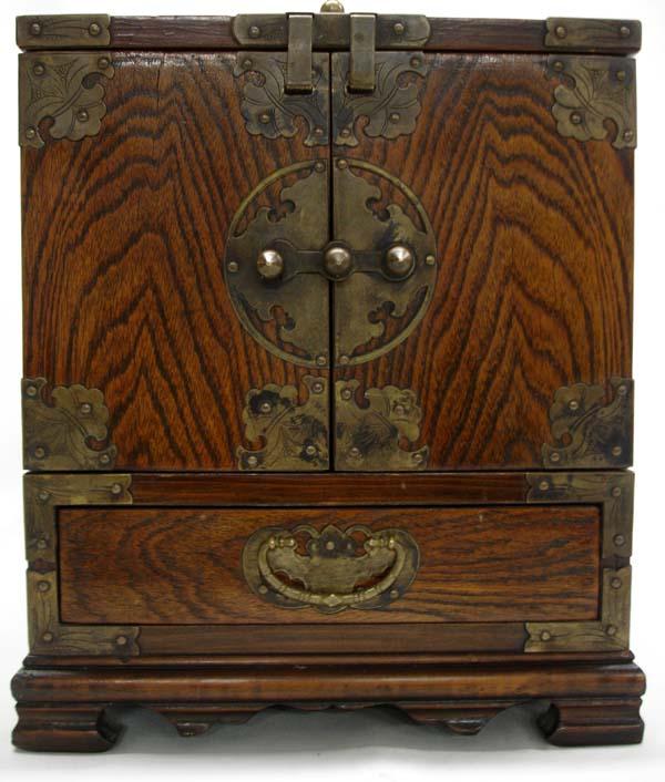 Antique Asian Wooden Dressing Table Jewelry Box