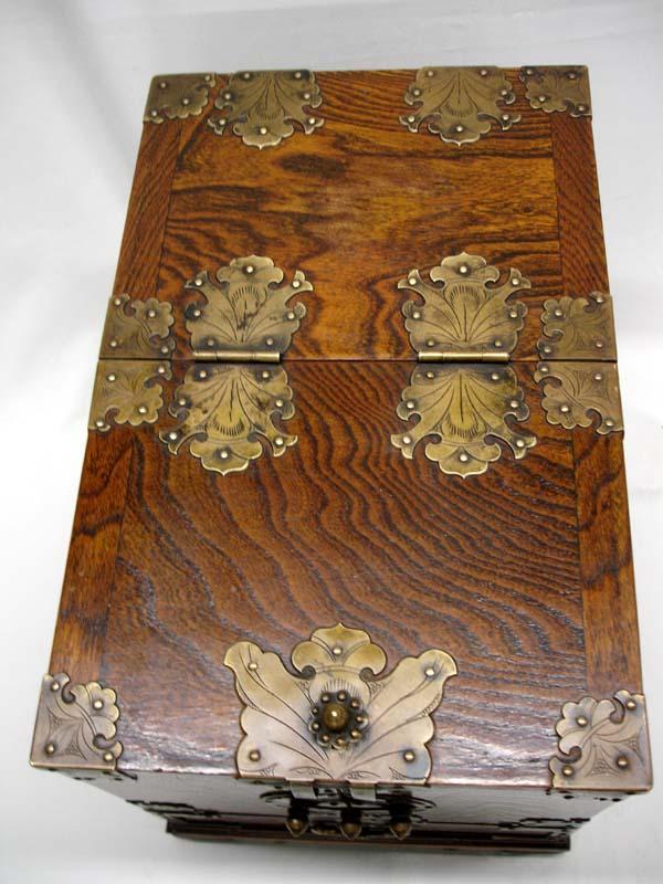 Antique Asian Wooden Dressing Table Jewelry Box