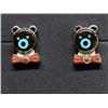 Image 1 : Native American Zuni Bear Earrings Jet, Coral, Turquoise, Silver