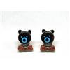 Image 2 : Native American Zuni Bear Earrings Jet, Coral, Turquoise, Silver