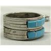 Image 2 : Native American Zuni Turquoise Silver & CZ Wedding Set by MJS