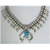 Image 2 : Native American Navajo Squash Blossom Necklace Nevada Turquoise