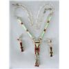 Image 1 : Native American Zuni Silver Coral Lab Opal Inlay Necklace Earrings