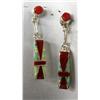 Image 4 : Native American Zuni Silver Coral Lab Opal Inlay Necklace Earrings