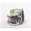 Image 2 : Native American Navajo Silver Gold & Onyx Bracelet by R Nelson