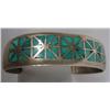 Image 2 : Vintage Native American Zuni 1960s Silver Turquoise Inlay Bracelet