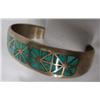 Image 3 : Vintage Native American Zuni 1960s Silver Turquoise Inlay Bracelet
