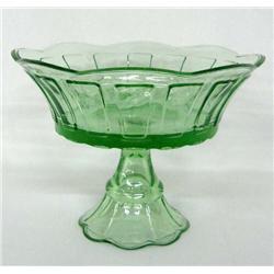 Green Glass Pedestal Bowl