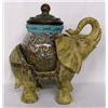 Image 1 : Elephant with Beaded and Painted Jar