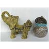 Image 2 : Elephant with Beaded and Painted Jar